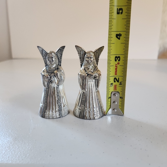 Vintage Silver Tone Christmas Mini Angel Set Of 2 Angels - Picture 4 of 5